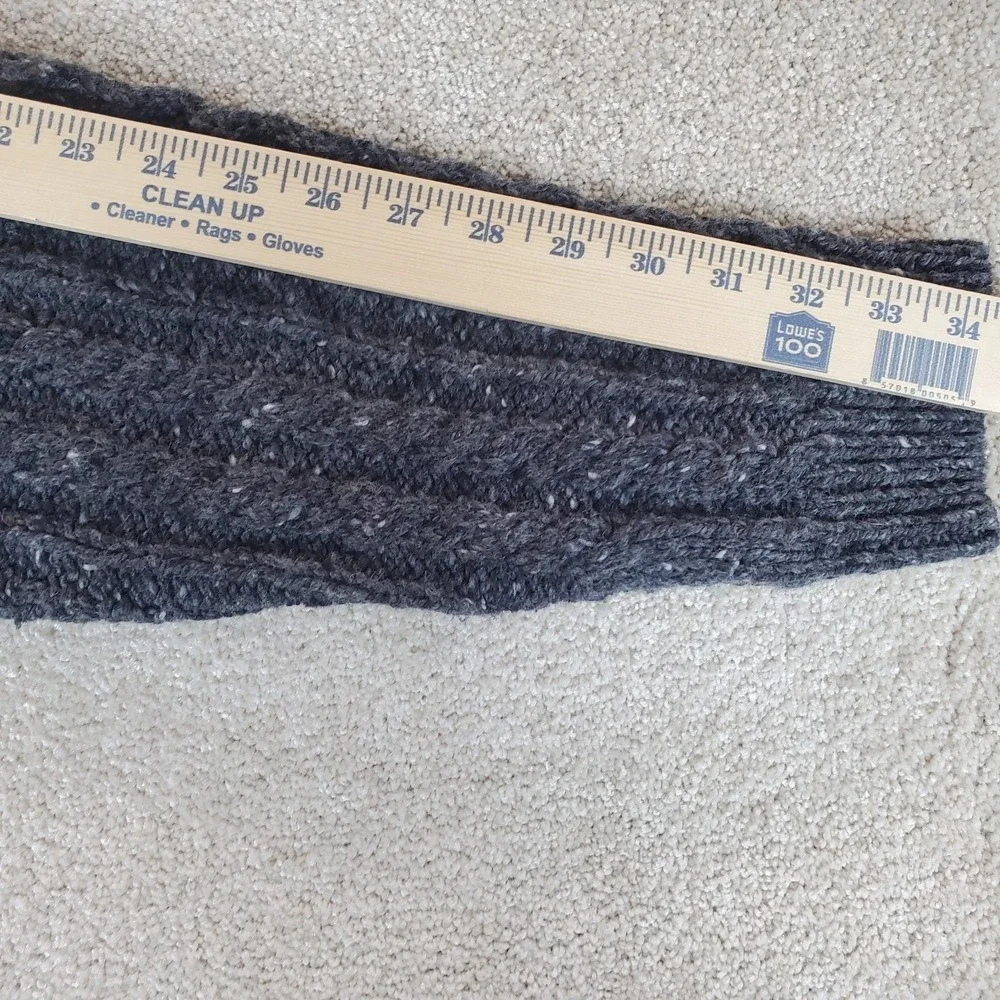 NOAH Wild Atlantic Donegal Wool Cable Knit Sweater Gray Speckle V Neck SZ Large